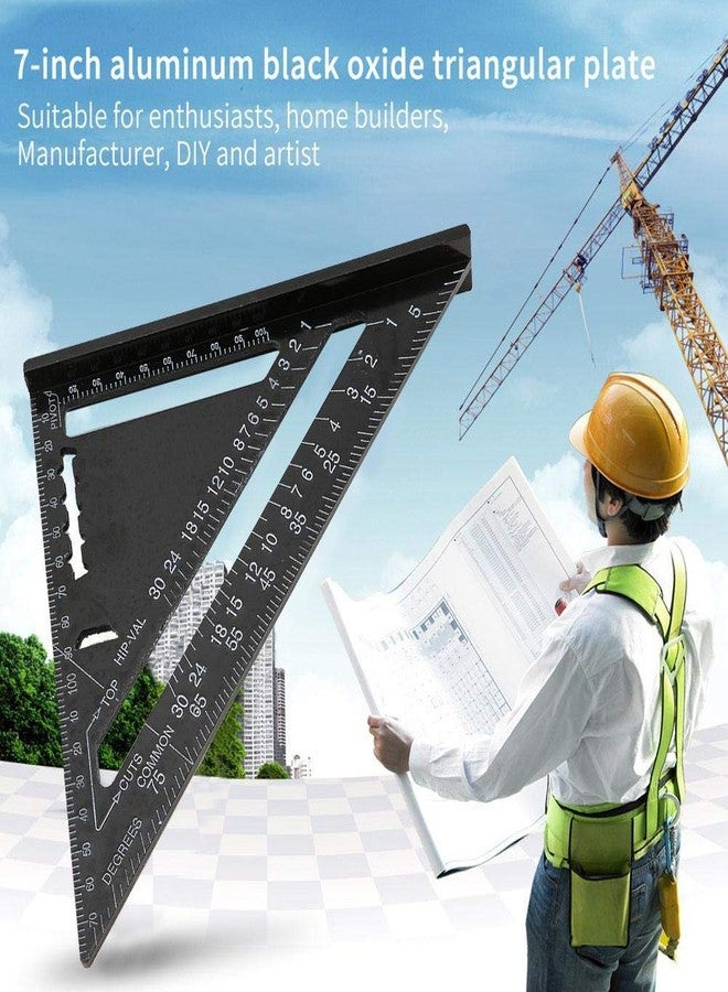 NIKTION 7 Inch & 12 Inch Triangle Ruler, Black Triangle Ruler Square Protractor, High Precision Aluminum Alloy Triangle Ruler,Layout Measuring Tool for Engineer Carpenter（Metric and Imperial） - Image 4